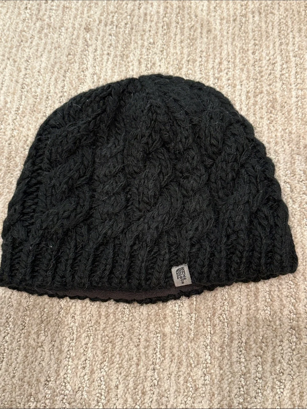 The North Face Kids/Womens Cable-Knit Beanie Pair - Black and Cream